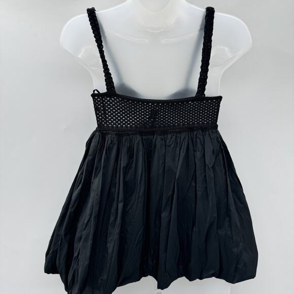 by Anthropologie Knit Swing Tank Top Sz XS Black Bubble Hem Boho Babydoll Flowy - Picture 6 of 12